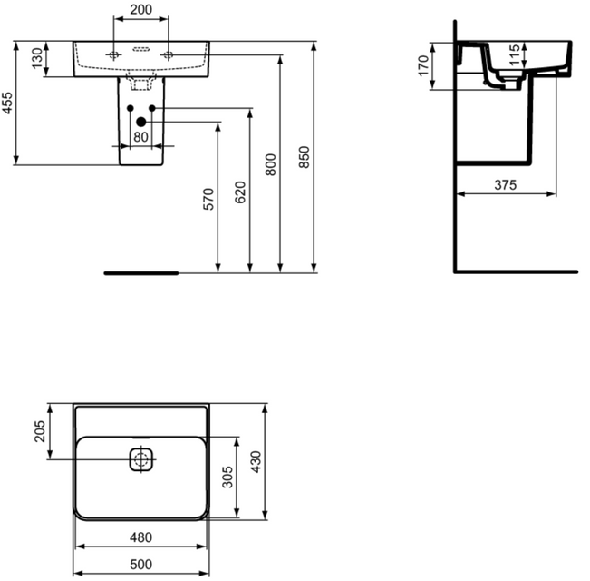 Ideal Standard Strada II umywalka nablatowa 50 cm bez otworu na baterię T364901