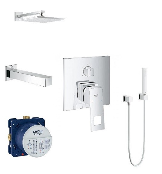 Grohe EuroCube zestaw podtynkowy z deszczownicą 23x23 i wylewką wannową kompletny 24094000WAN01