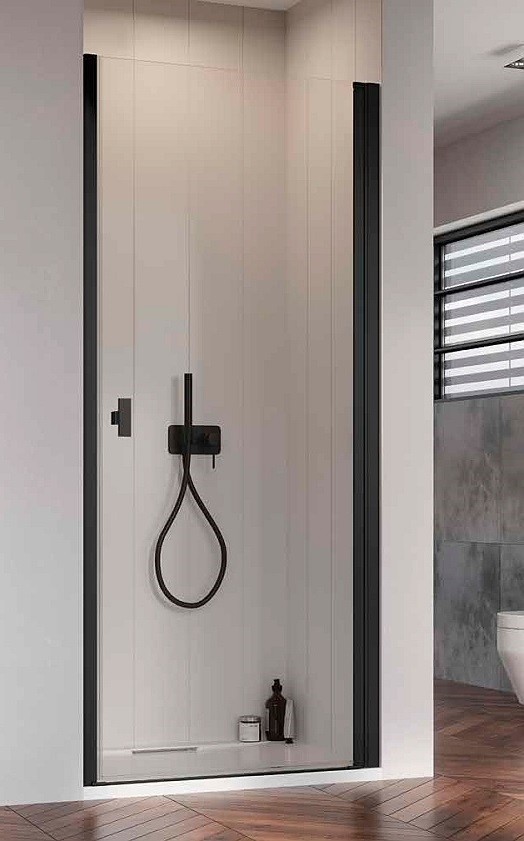 Radaway Nes Black DWJ I drzwi wnękowe wahadłowe 80cm prawe czarny przeźroczyste Easy Clean 10026080-54-01R