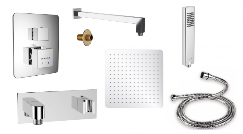 Excellent Frost Quadro termostatyczny zestaw podtynkowy wannowo-prysznicowy z deszczownicą AREX.4403CR