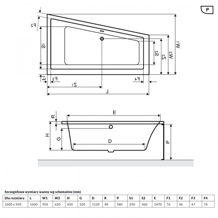 Excellent M-Sfera Slim wanna akrylowa narożna  biała 160x95 prawa WAEX.MSP16WHS