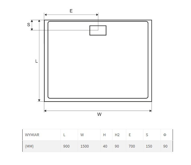 Excellent Zero brodzik prostokątny niski 150x90 akryl biały BREX.1203.150.090.WHN
