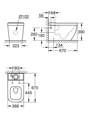 Grohe Euro Ceramic kompaktowa miska WC stojąca 67x36,8 cm biel alpejska 39338000