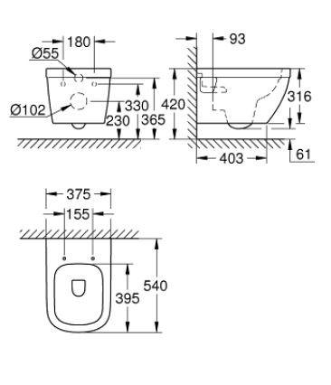 Grohe Euro Ceramic miska WC wisząca 54x37,5 cm biel alpejska 39538000