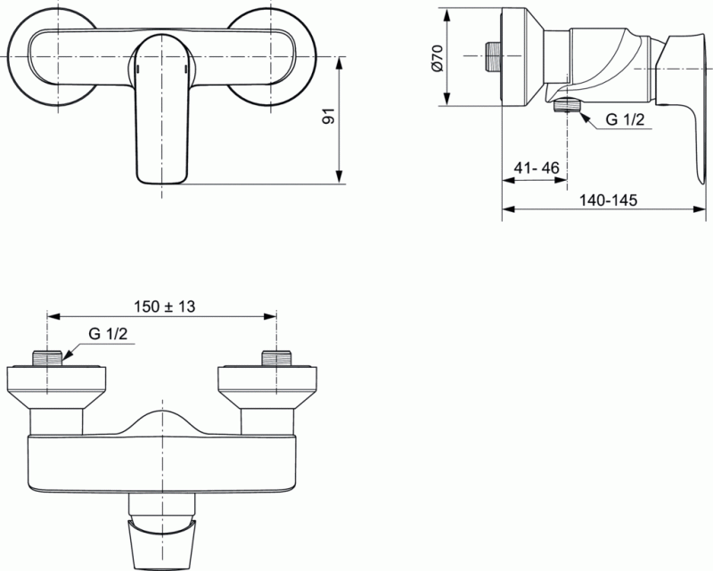 Ideal Standard Connect Air bateria natryskowa ścienna chrom A7032AA