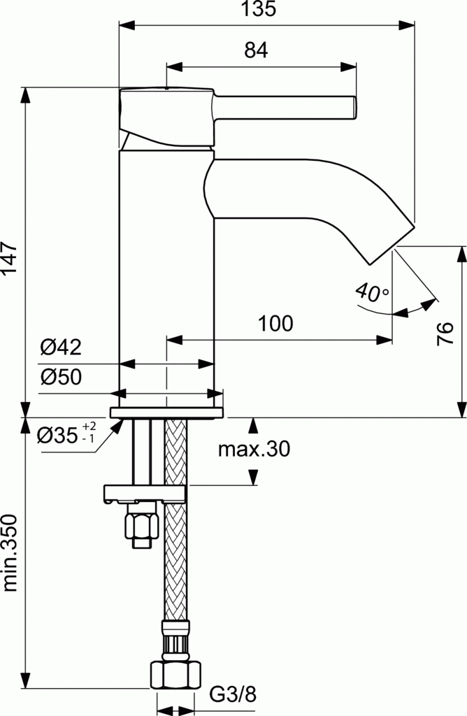 Ideal Standard Ceraline bateria umywalkowa stojąca bez korka automatycznego chrom BC268AA