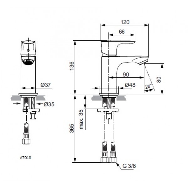Ideal Standard Connect Air bateria umywalkowa stojąca Piccolo bez korka automatycznego chrom A7018AA