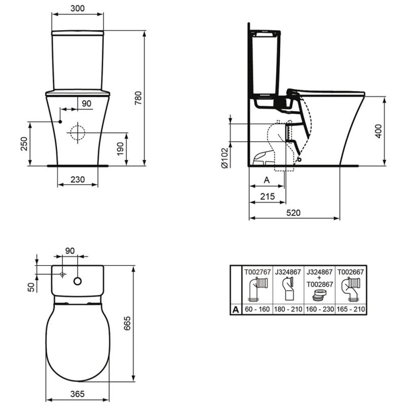 Ideal Standard Connect Air Cube zbiornik do kompaktu 3/4,5 L dopływ wody z dołu E073401