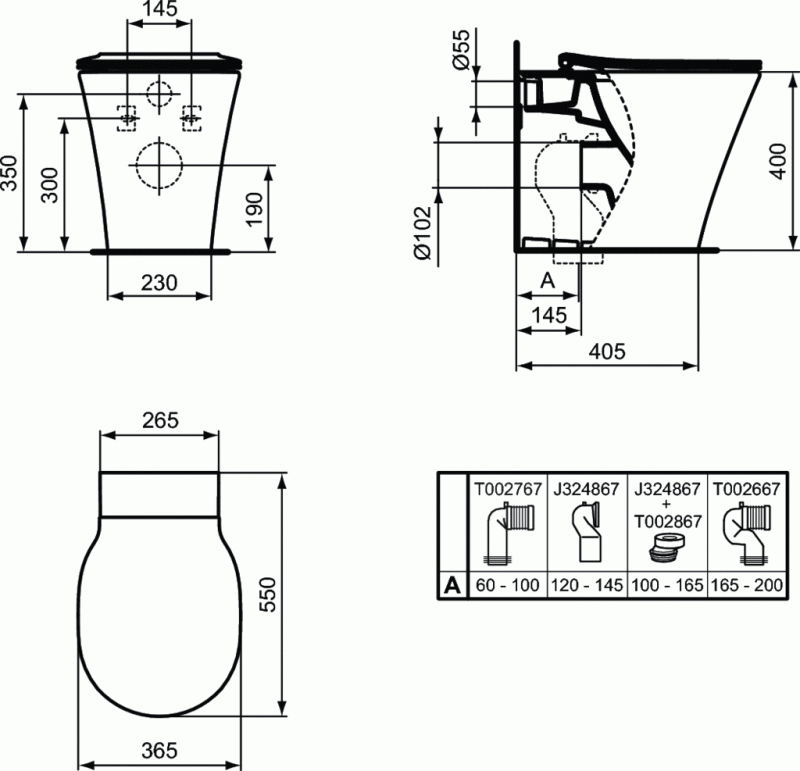 Ideal Standard Connect Air muszla WC stojąca 54x36 cm AquaBlade E004201
