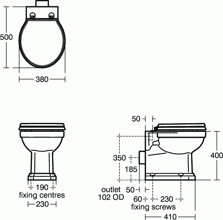 Ideal Standard Waverley miska WC stojąca bez deski w kompecie WC retro biały U471201