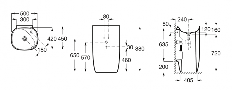 Roca Beyond umywalka stojąca 50x45 FineCeramic A3270B0000