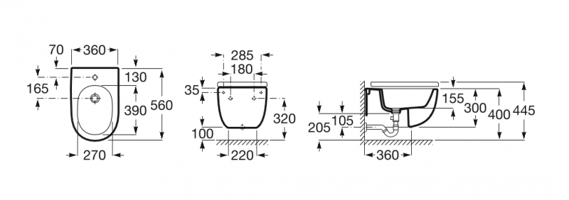 Roca Meridian-N bidet wiszący 56x36 A357248000
