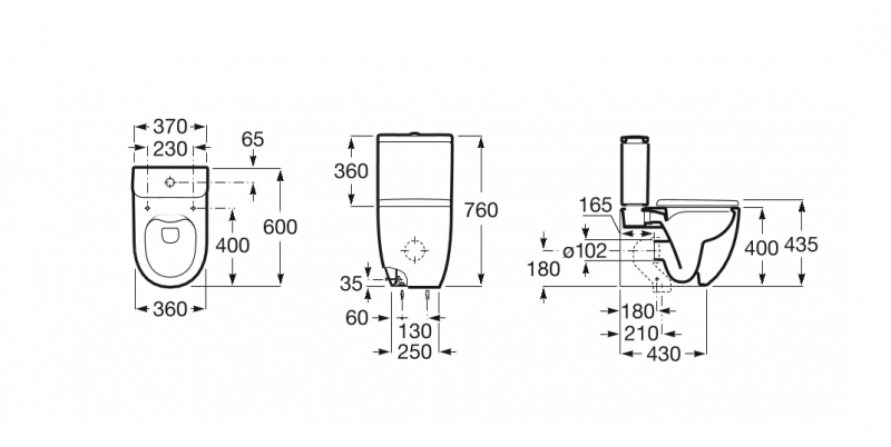 Roca Meridian-N Compacto Rimless muszla kompaktowa przyścienna odpływ uniwersalny A34224L000