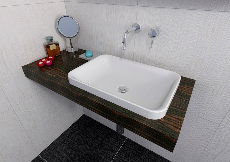 Sapho Astoria umywalka prostokątna 55x37 cm wpuszczana w blat konglomerat biały 55033