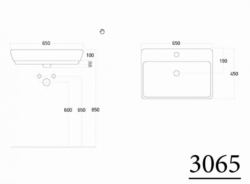 Sapho Savana umywalka prostokątna 65x45cm wpuszczana w blat ceramika biały 3065