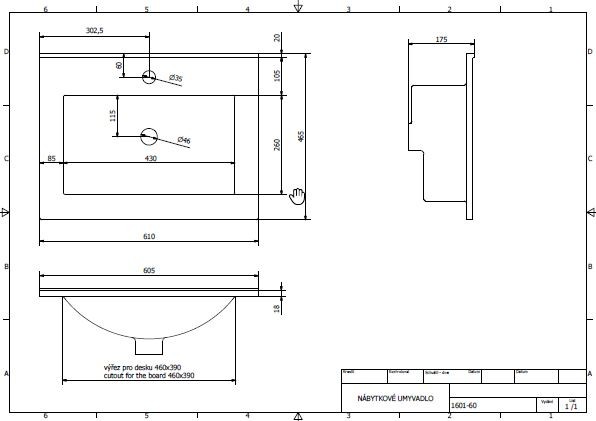 Sapho Slim umywalka prostokątna 60x46 cm wpuszczana w blat ceramika biały 1601-60