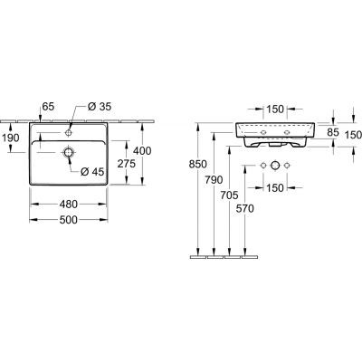 Villeroy&Boch Collaro umywalka meblowa 50x40 cm bez przelewu biała weiss alpin 43345101