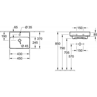 Villeroy&Boch Collaro umywalka meblowa 45x37 cm bez przelewu biała weiss alpin CeramicPlus 433446R1