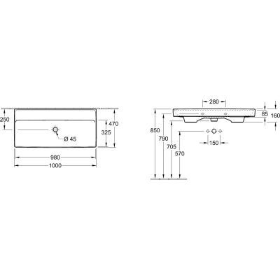 Villeroy&Boch Collaro umywalka meblowa 100x47 cm biała weiss alpin CeramicPlus 4A33A3R1