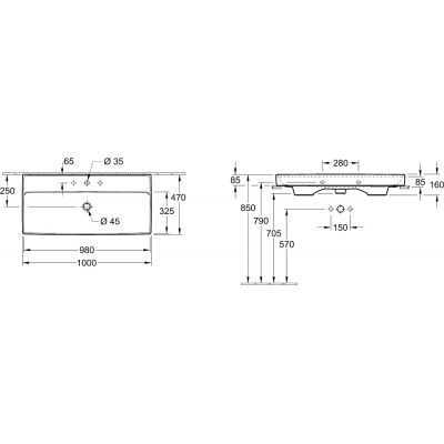 Villeroy&Boch Collaro umywalka meblowa szlifowana 100x47 cm z przelewem biała weiss alpin CeramicPlus 4A331GR1