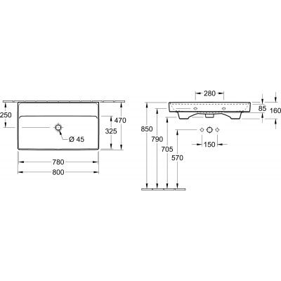 Villeroy&Boch Collaro umywalka meblowa 80x47 cm biała weiss alpin 4A338301
