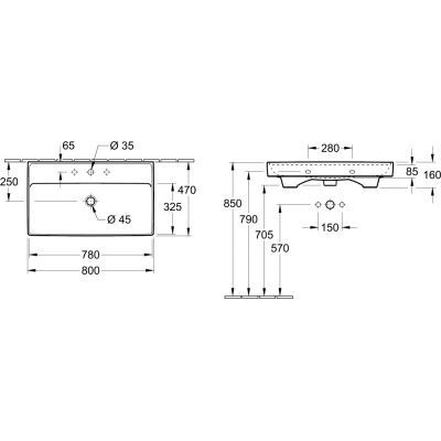 Villeroy&Boch Collaro umywalka meblowa 80x47 cm z przelewem biała Stone White 4A3380RW