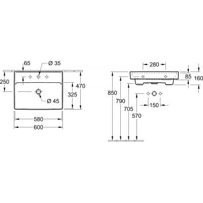 Villeroy&Boch Collaro umywalka meblowa 60x47 cm bez przelewu biała Stone White 4A3361RW