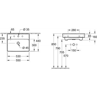 Villeroy&Boch Collaro umywalka meblowa 55x44 cm bez przelewu biała Stone white 4A3356RW