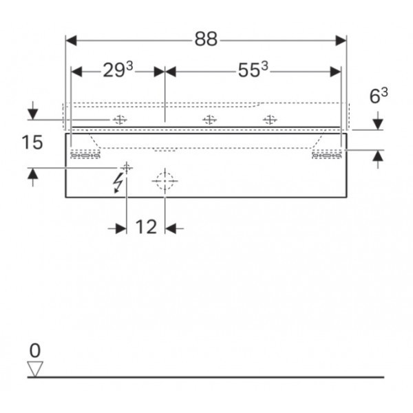 Geberit Xeno 2 szafka pod umywalkę z półką  jedną szufladą LED 90 cm wycięcie na syfon po lewej stronie ciemny szary struktura 500.513.43.1