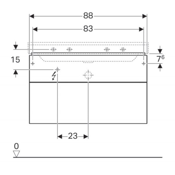 Geberit Xeno 2 szafka pod umywalkę z dwoma szufladami LED 90 cm biały połysk 500.509.01.1