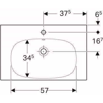 Geberit Acanto umywalka meblowa z otworem na baterię z przelewem z powierzchnią odkładczą 75x48,2 cm ceramika biały 500.622.01.2