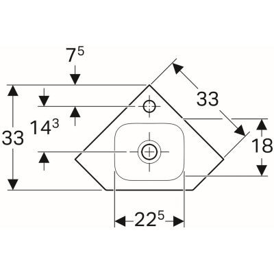 Geberit iCon umywalka kompaktowa narożna z otworem na baterię bez przelewu 46x33 cm ceramika biały 124729000