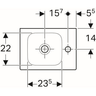 Geberit iCon umywalka kompaktowa z otworem na baterię po prawej stronie bez przelewu 38x28 cm ceramika biały 124736000