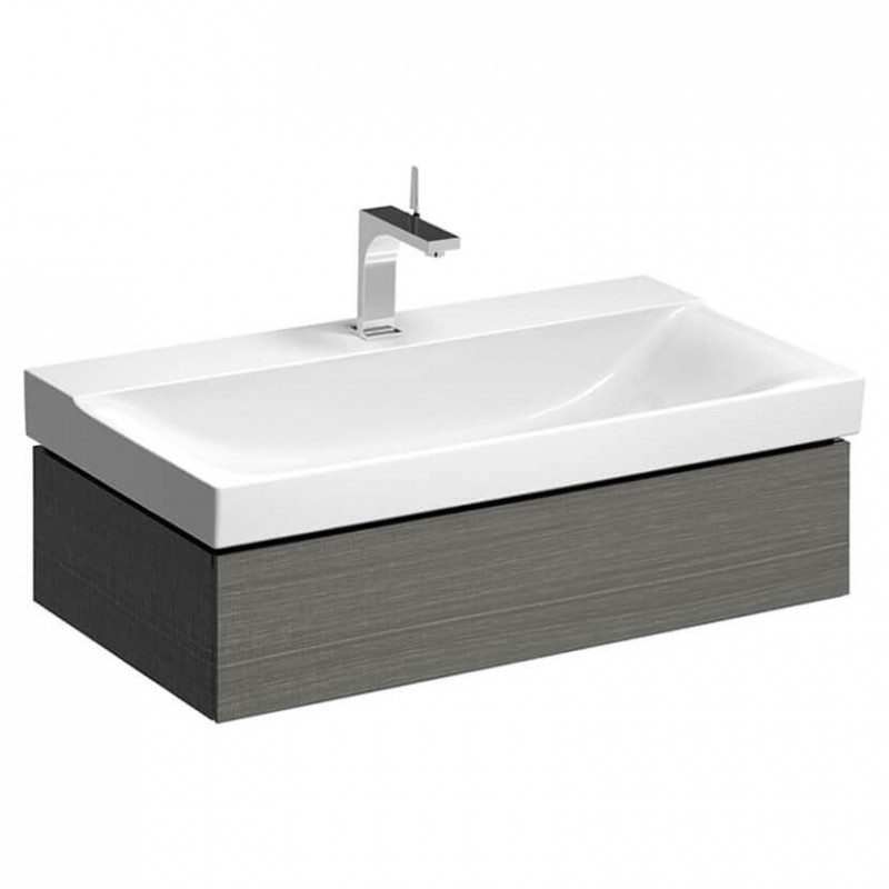 Geberit Xeno 2 szafka pod umywalkę z jedną szufladą LED 90 cm ciemny szary struktura 500.508.43.1