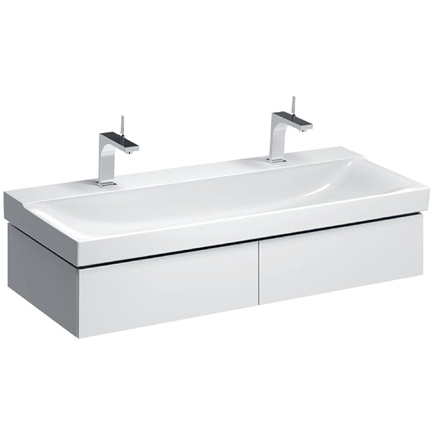 Geberit Xeno 2 umywalka meblowa z dwoma otworami na baterię bez przelewu 120x48 cm ceramika biały 500.550.01.1