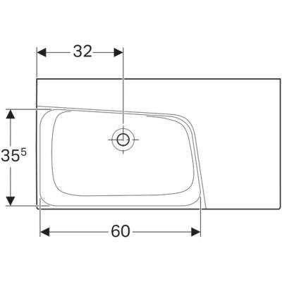 Geberit Xeno 2 umywalka meblowa bez otworu na baterię bez przelewu z półką po prawej stronie 90x48 cm ceramika biały 500.534.01.1