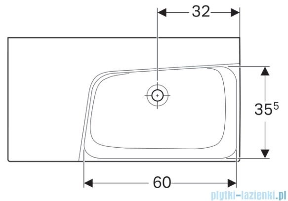 Geberit Xeno 2 umywalka meblowa z otworem na baterię bez przelewu z półką po lewej stronie 90x48 cm ceramika biały 500.535.01.1