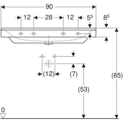 Geberit Xeno 2 umywalka meblowa z otworem na baterię bez przelewu 90x48 cm ceramika biały 500.531.01.1