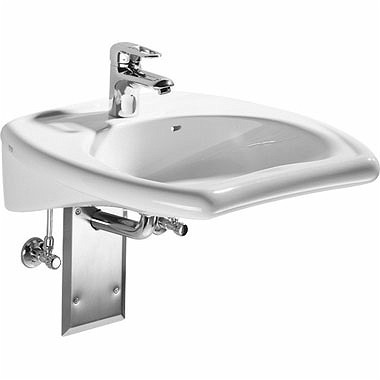 Geberit Vitalis umywalka wisząca z otworem na baterię z przelewem dla osób niepełnosprawnych 55x55 cm ceramika biały 221556000