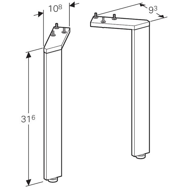 Geberit Acanto zestaw nóg montażowych 31,6 cm chrom 500.657.00.2