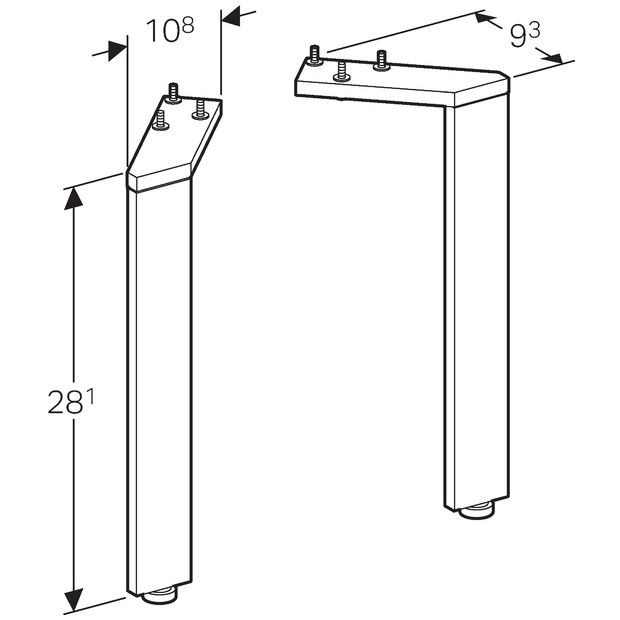 Geberit Acanto zestaw nóg montażowych 28,1 cm chrom 500.658.00.2