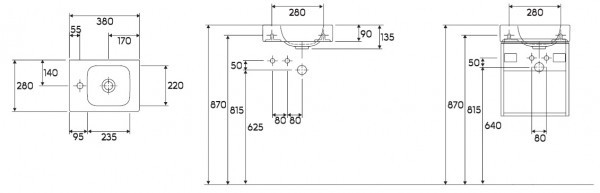 Geberit iCon umywalka kompaktowa z otworem na baterię po lewej stronie bez przelewu 38x28 cm ceramika biały 124836000