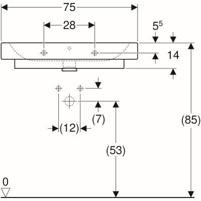 Geberit iCon umywalka stawiana na blat meblowa z otworem na baterię z przelewem 75x48,5 cm ceramika biały 124575000