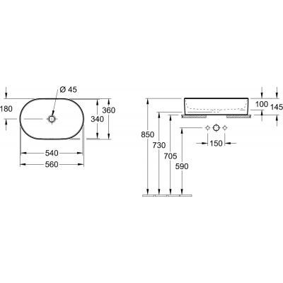 Villeroy&Boch Collaro umywalka nablatowa / stawiana na blat owalna 56x36 cm biała Stone White 4A1956RW