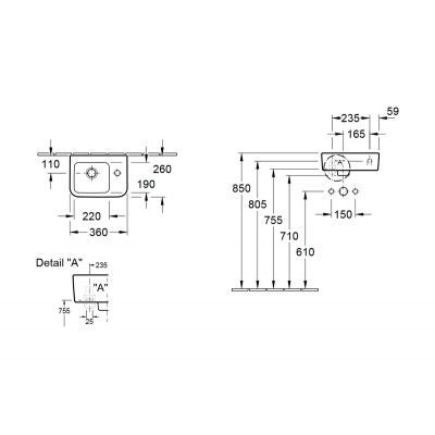 Villeroy&Boch Architectura umywalka 36 cm 36x26 z otworem na baterie bez przelewu biała weiss alpin 43733701