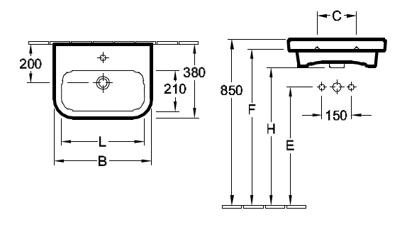 Villeroy&Boch Architectura umywalka 45 cm 45x38 z otworem na baterie bez przelewu biała weiss alpin 4373461
