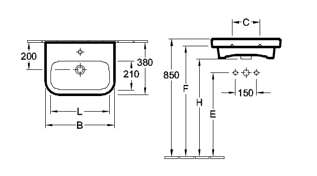 Villeroy&Boch Architectura umywalka 50cm 50x38 z otworem na baterie z przelewem biała weiss alpin 43735001