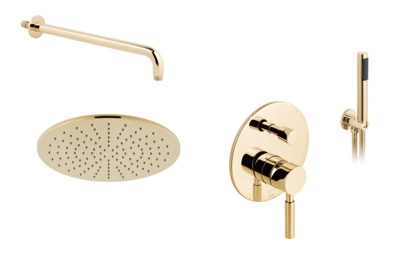 Vado Origins kompletny zestaw prysznicowy podtynkowy z deszczownicą 30x30 złoto polerowane INDORI30BG - !!!!!