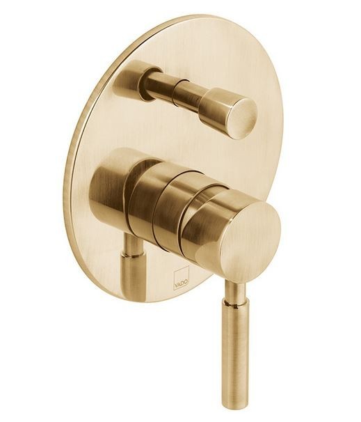 Vado Origins kompletny zestaw prysznicowy podtynkowy z deszczownicą 30x30 złoto szczotkowane INDORI30BRG