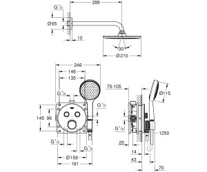 Grohe Grohtherm SmartControl zestaw podtynkowy z deszczownicą i słuchawką 34743000